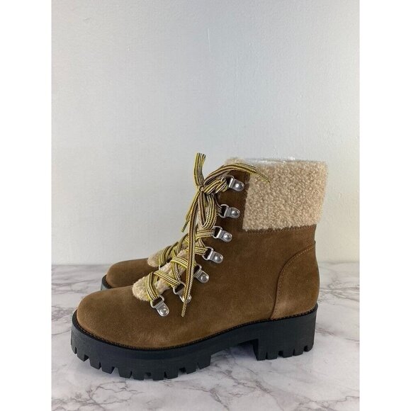 Steve Madden Women's Aniko Faux Suede Lace Up Ankle Boots 7.5 Chestnut Suede - Picture 6 of 8